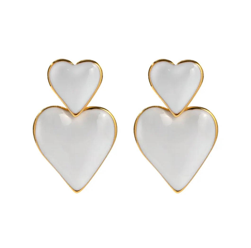 Trendy double heart shaped earrings