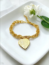 Load image into Gallery viewer, Twisted link bracelet Lord's Prayer heart pendant
