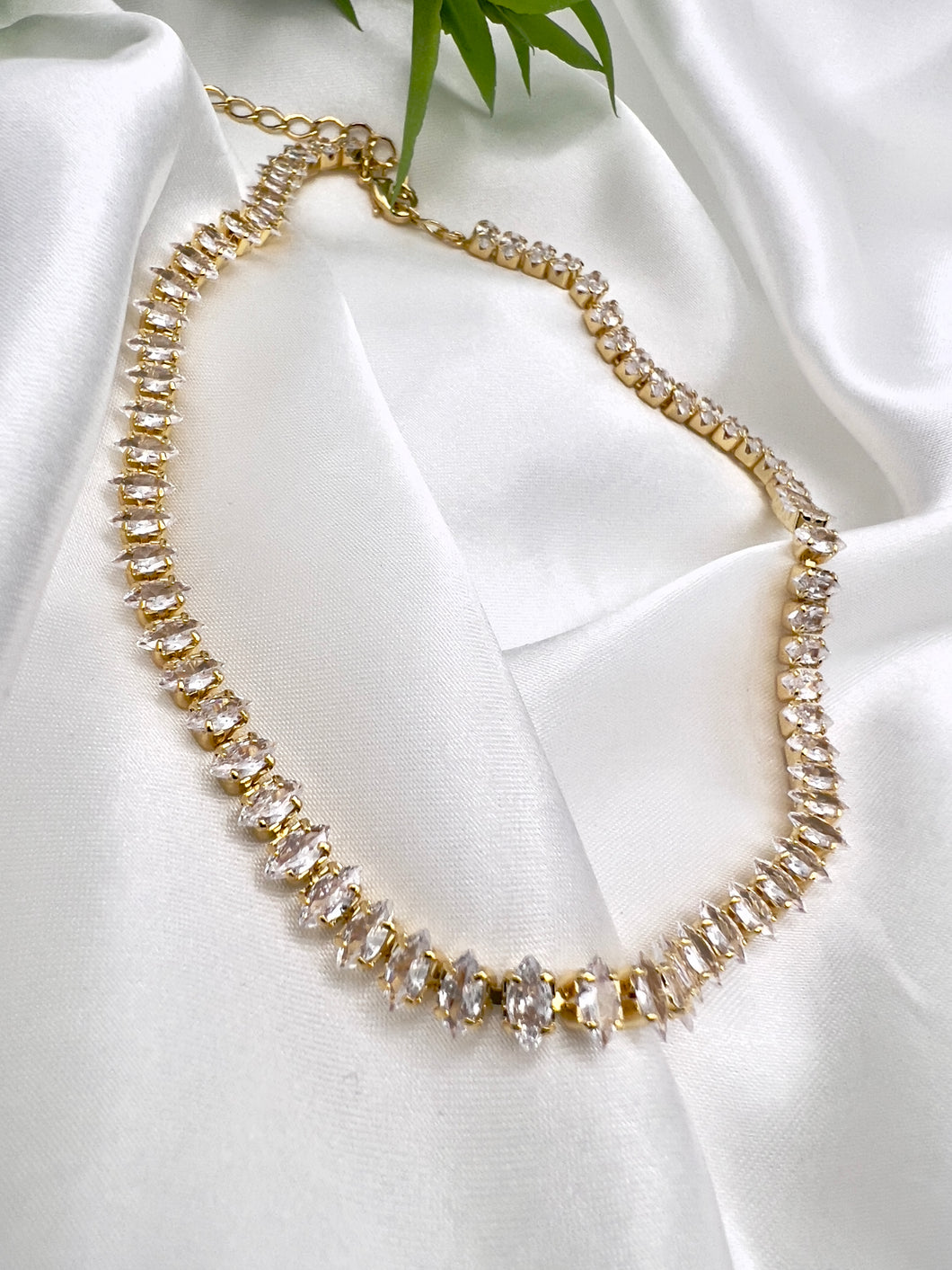 Navette  cz diamond choker necklace