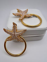 Load image into Gallery viewer, Gold plated exclusive Starfish hoop earrings
