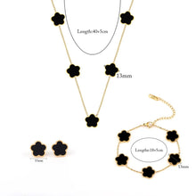 Load image into Gallery viewer, Black Van Cley clover set earrings bracelet necklace
