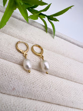 Load image into Gallery viewer, One freshwater pearl hoop earrings
