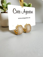 Load image into Gallery viewer, Classic large studded cz hoop earrings
