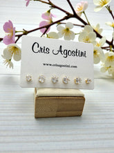 Load image into Gallery viewer, Set of 3 small light point cz earrings
