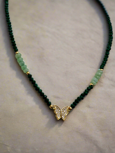 Load image into Gallery viewer, Crystal choker with green quartz butterfly necklace
