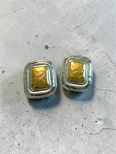 Load image into Gallery viewer, Organic gold and silver square earrings
