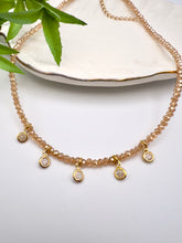 Load image into Gallery viewer, Dulce de leche crystal  necklace with cz pendant
