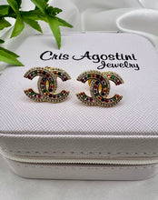 Load image into Gallery viewer, Famous design colorful micro cz CC earrings
