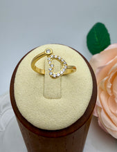 Load image into Gallery viewer, Delicate ring open studded heart cz on side
