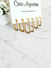 Load image into Gallery viewer, Three different size hoop with sleek crystal inlay
