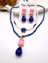 Load image into Gallery viewer, Sodalite jade necklace pendant pink zirconia drop jade sapphire
