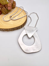 Load image into Gallery viewer, Brushed silver organic  long necklace

