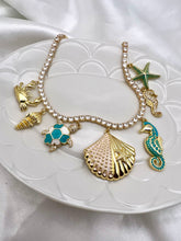 Load image into Gallery viewer, Tennis choker with sea shell  pendants necklace
