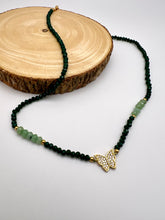 Load image into Gallery viewer, Crystal choker with green quartz butterfly necklace
