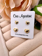 Load image into Gallery viewer, Two delicate mini heart stud earrings
