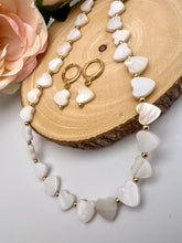 Load image into Gallery viewer, Mother of pearl hoop and necklace jewelry set
