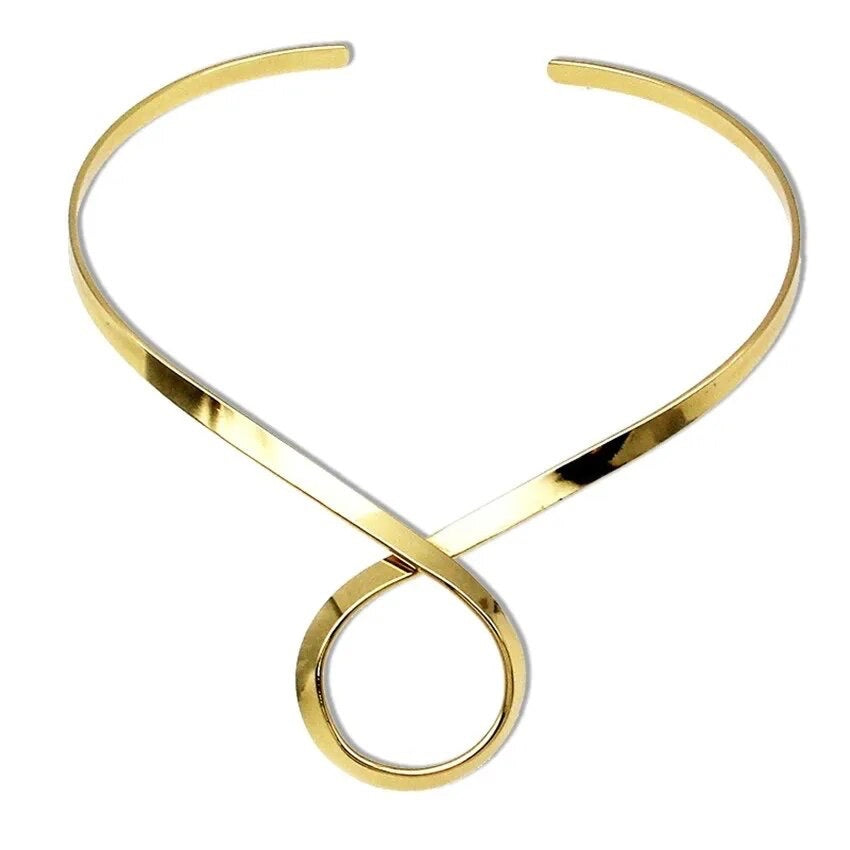 Solid gold plated necklace twisted detail choker