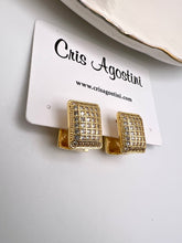 Load image into Gallery viewer, Micro cz pave square Valentina clip earrings
