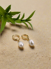 Load image into Gallery viewer, One freshwater pearl hoop earrings
