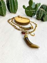 Load image into Gallery viewer, Antique gold boho double-strand necklace resin saber-tooth

