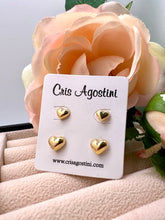 Load image into Gallery viewer, Two delicate mini heart stud earrings
