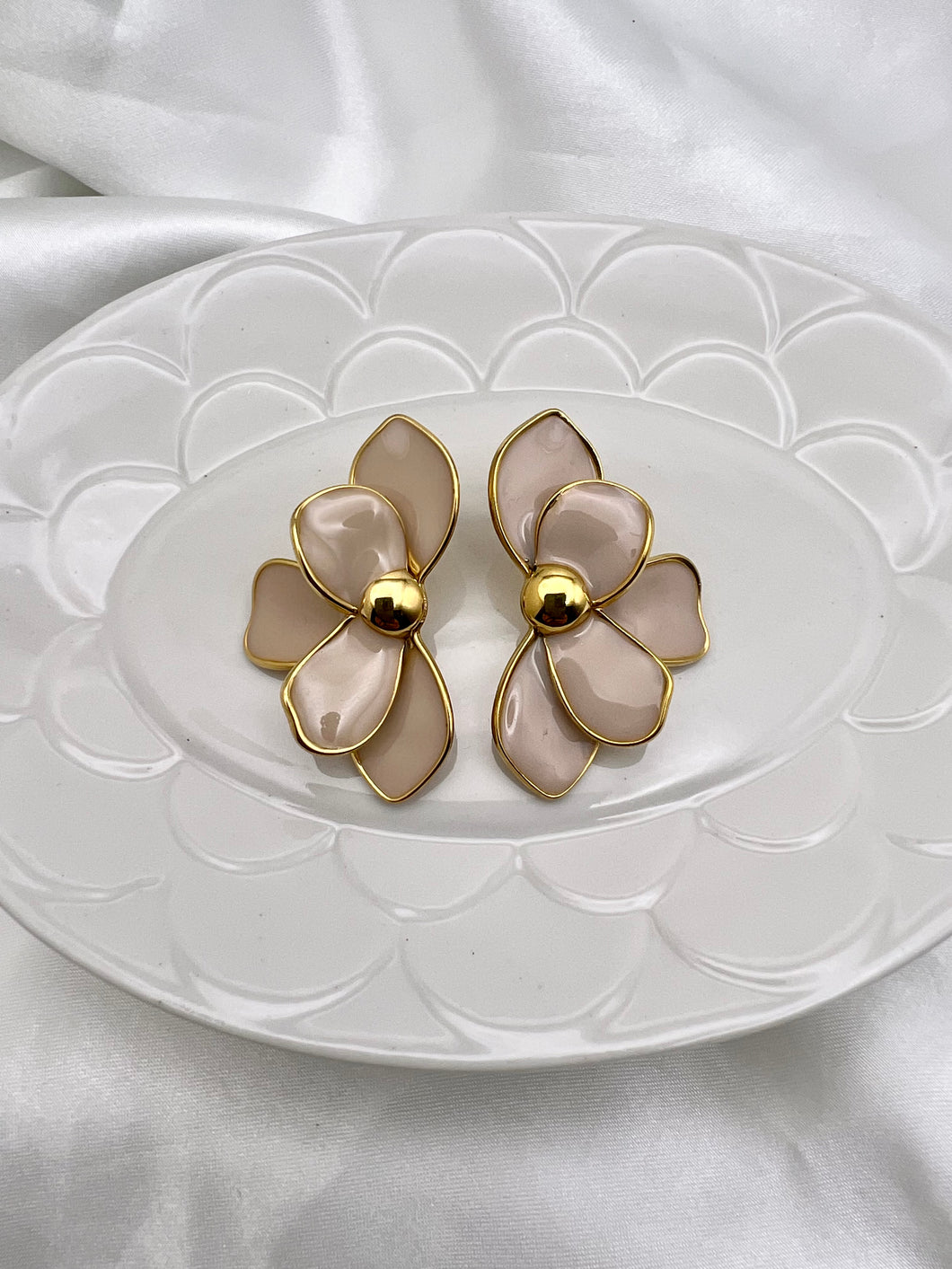 Unique enameled orchid earrings