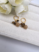 Load image into Gallery viewer, Natural ball gemstone hoop earrings
