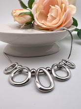 Load image into Gallery viewer, Hollow oval silver pendants necklace
