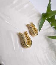 Load image into Gallery viewer, Small curved studded in front earrings
