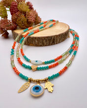 Load image into Gallery viewer, Colorful mini crystal greek eye details necklaces
