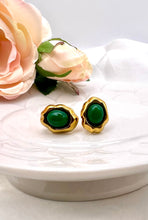 Load image into Gallery viewer, Organic oval natural gemstone earrings
