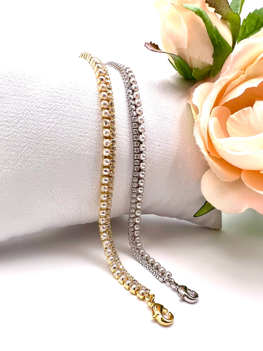 Mini pearl cz diamond bracelet