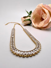 Load image into Gallery viewer, CZ Baguettes with mini link chains choker necklace
