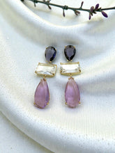 Load image into Gallery viewer, Square and drop crystal party earrings
