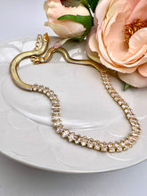 Load image into Gallery viewer, German thread and crystal navettes choker necklace
