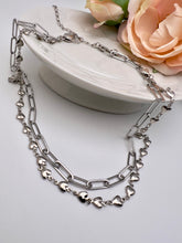 Load image into Gallery viewer, Double choker links and hearts necklace
