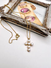 Load image into Gallery viewer, Mini pearl crucifix necklace
