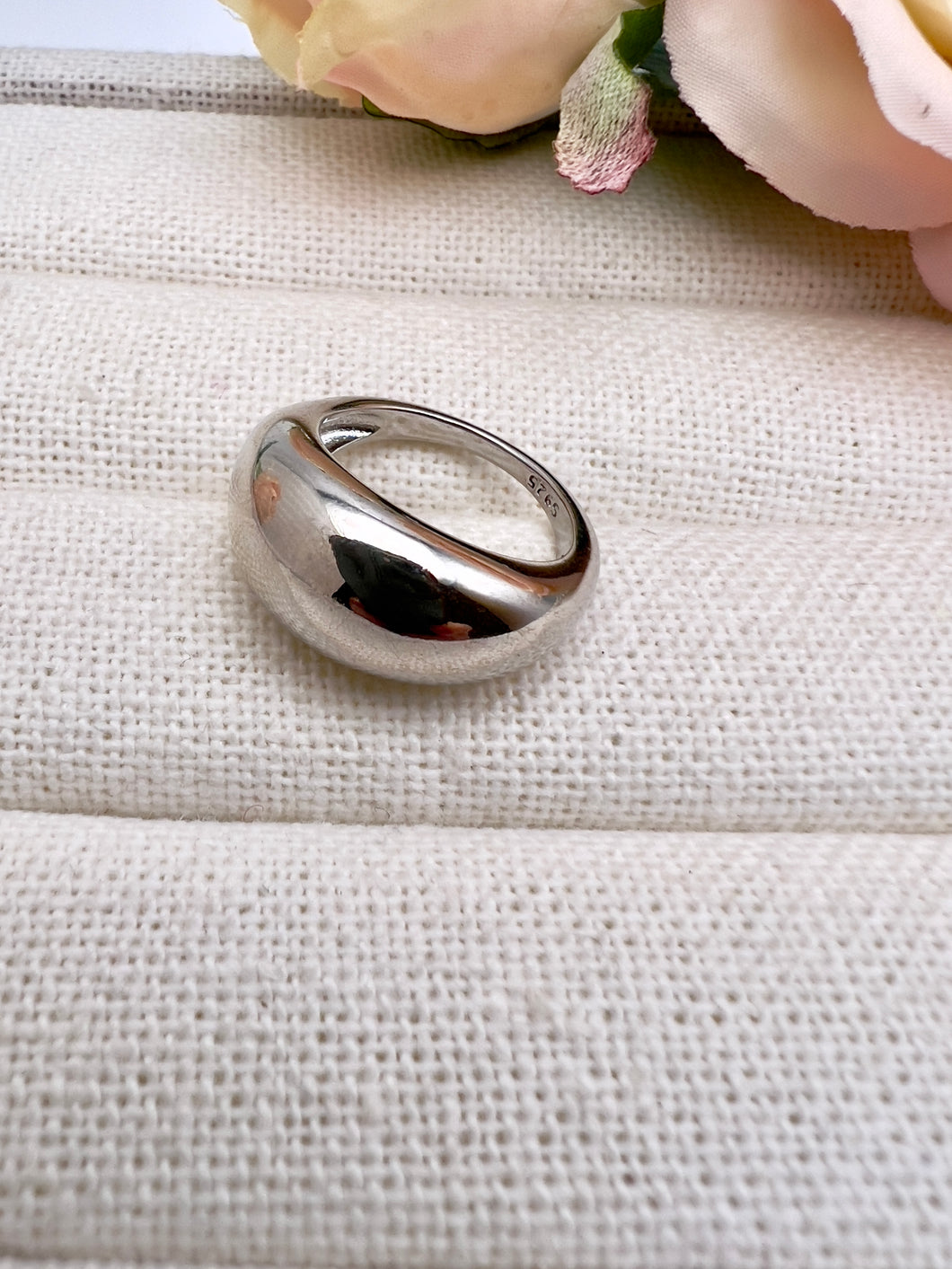 Organic high plain silver ring