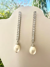 Load image into Gallery viewer, Big wire cz drop shell pearl earrings
