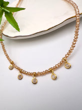 Load image into Gallery viewer, Dulce de leche crystal  necklace with cz pendant
