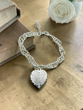 Load image into Gallery viewer, Twisted link bracelet Lord's Prayer heart pendant

