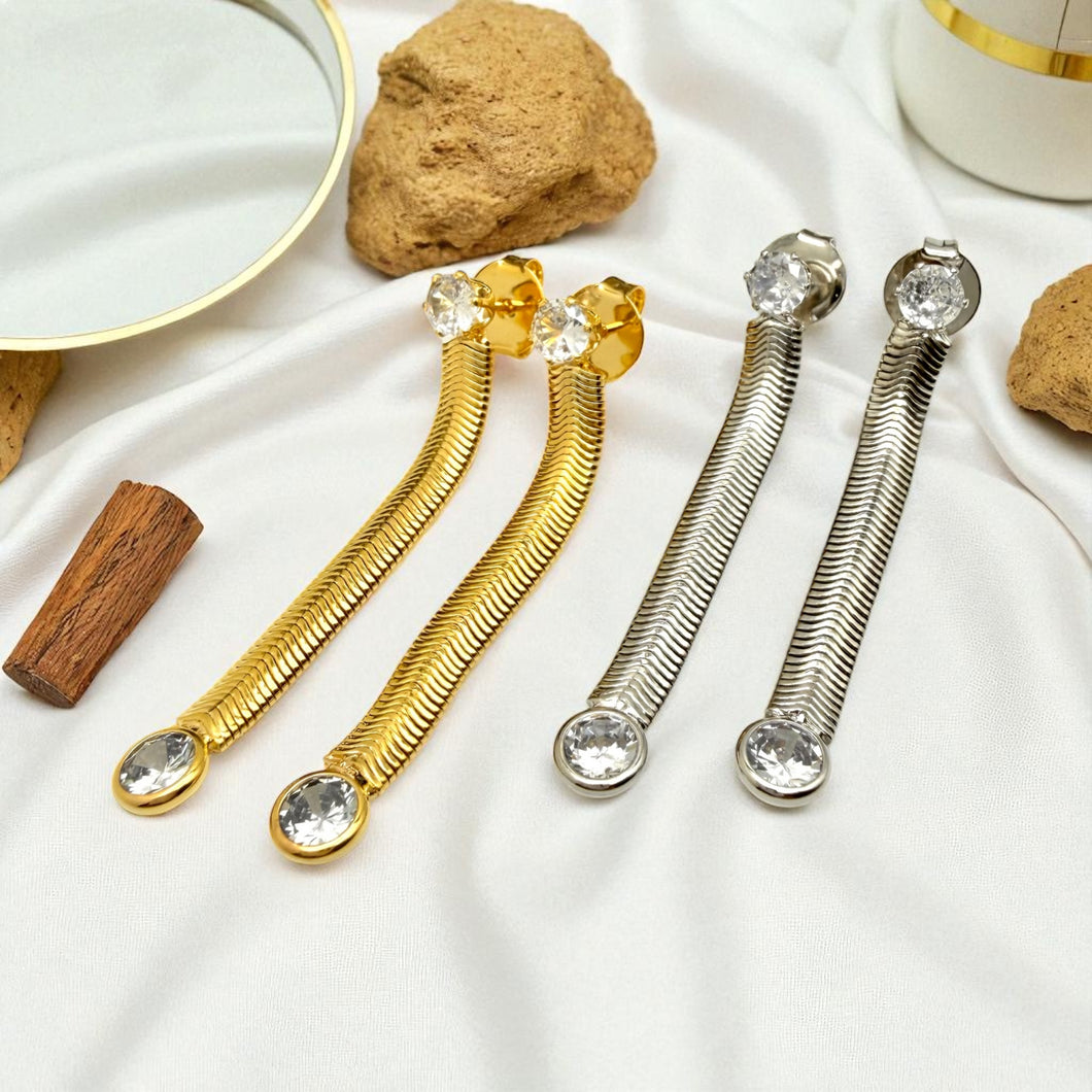 Snake chain with two zirconias earrings