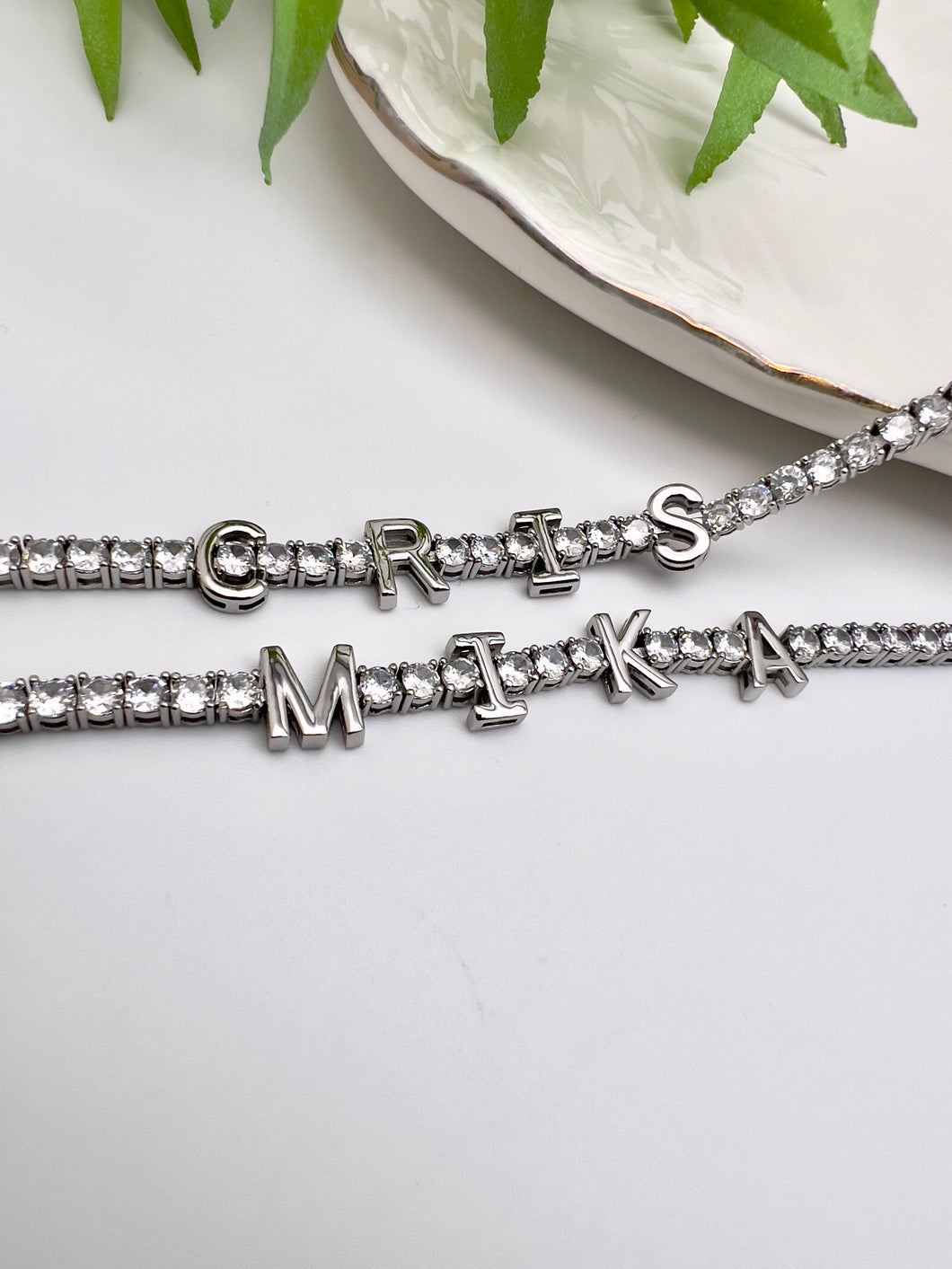 Personalized cz tennis bracelet