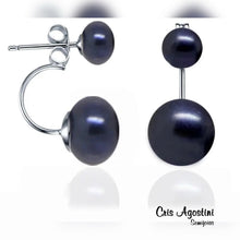 Load image into Gallery viewer, Double black freshwater 925 silver earrings
