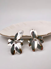 Load image into Gallery viewer, Silver plated organic orchid earrings
