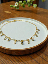 Load image into Gallery viewer, Small round and leaf zirconia pendant choker necklace
