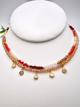 Load image into Gallery viewer, Dulce de leche crystal  necklace with cz pendant
