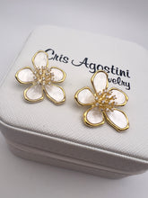 Load image into Gallery viewer, Exclusive white orchid cz core earrings
