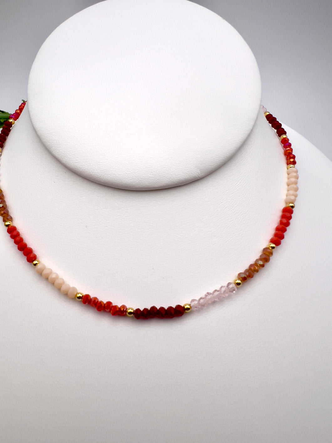 Mini crystal multicolor choker necklace