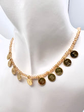 Load image into Gallery viewer, Dulce de leche crystal necklace with 10 commandments medals
